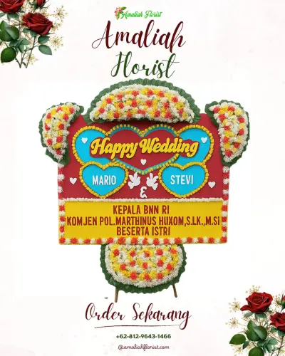 Karangan Papan Bunga Pernikahan di Kaliuling